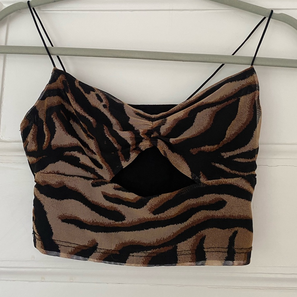 Urban Outfitters Semi-Sheer Leopard Crop Tank